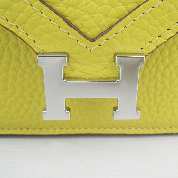 7A Hermes Togo Leather Messenger Bag Lemon With Silver Hardware H021 Replica